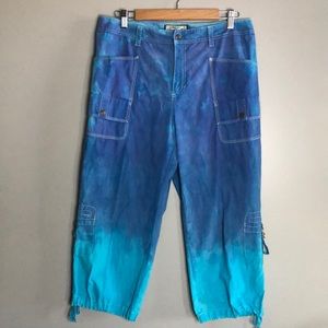 Caribbean Joe Size 12 Capri/Cargo Pants, !!Pockets Galore!!, Blue/Aqua